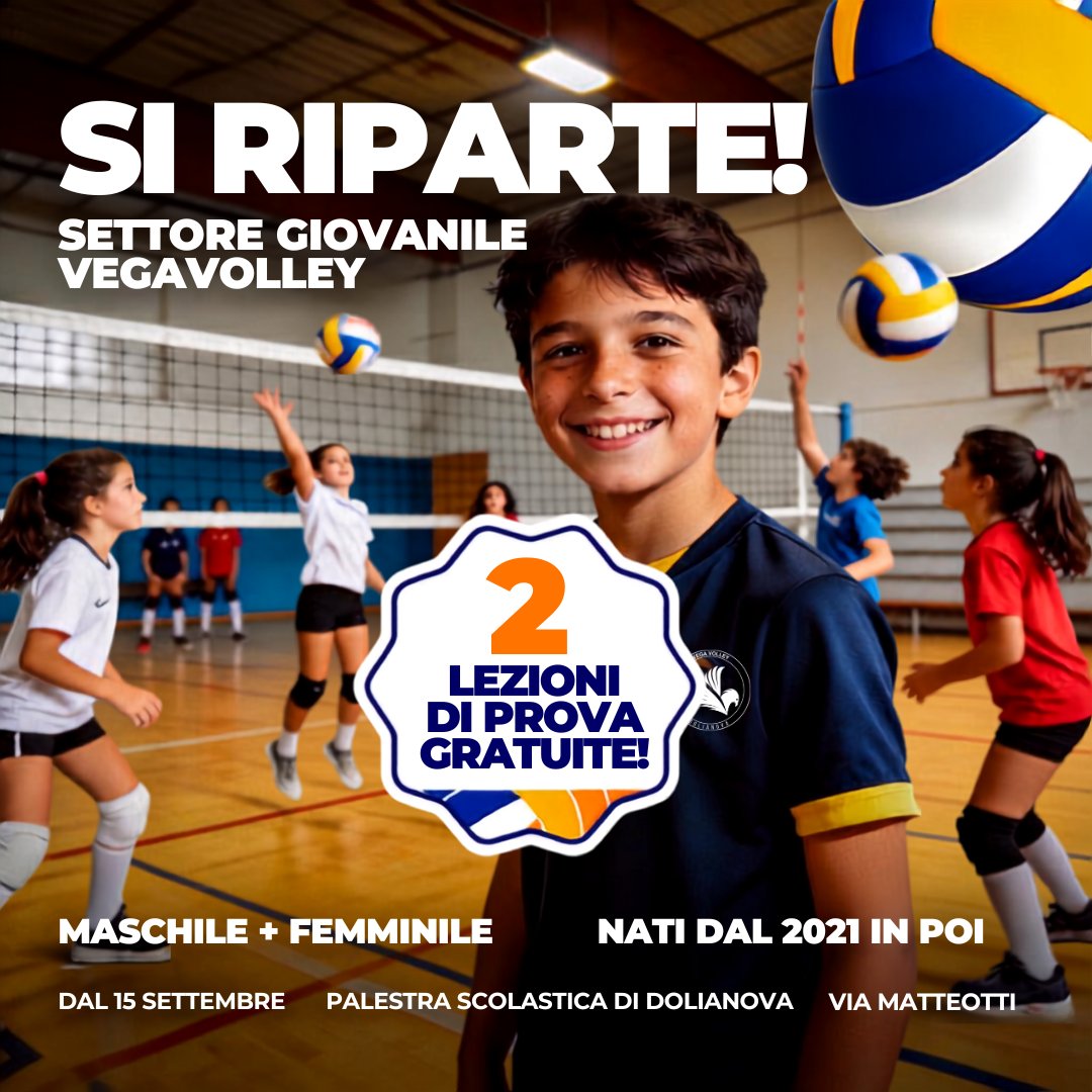 🏐🔥 SI RIPARTE!

Da **MARTEDÌ 15 SETTEMBRE** torna in campo il settore giovanile VegaVolley! ❤️🏐

